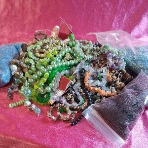 Lot of Mostly Gemstone Beads For Jewely Making Plus Seed Beads